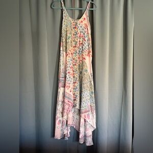 Johnny Was Multicolor Embroidered Sheer Maxi Dress